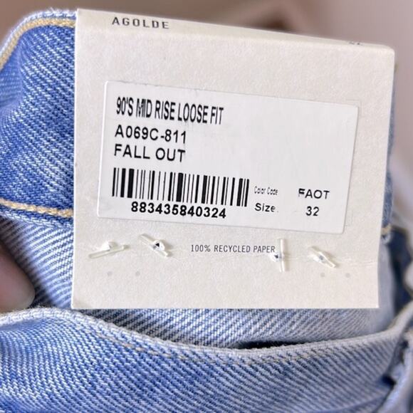 NWT Agolde 90s mid rise loose fit jeans in Fallout wash - Picture 13 of 13